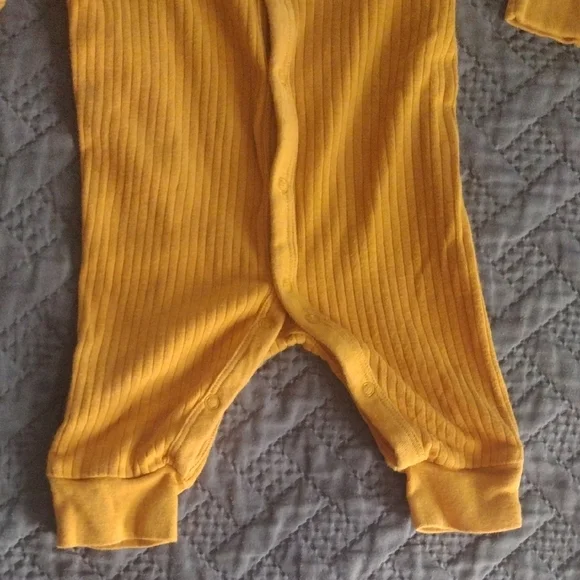 Cozy Mustard Ribbed Kids Footie - Picture 5 of 5